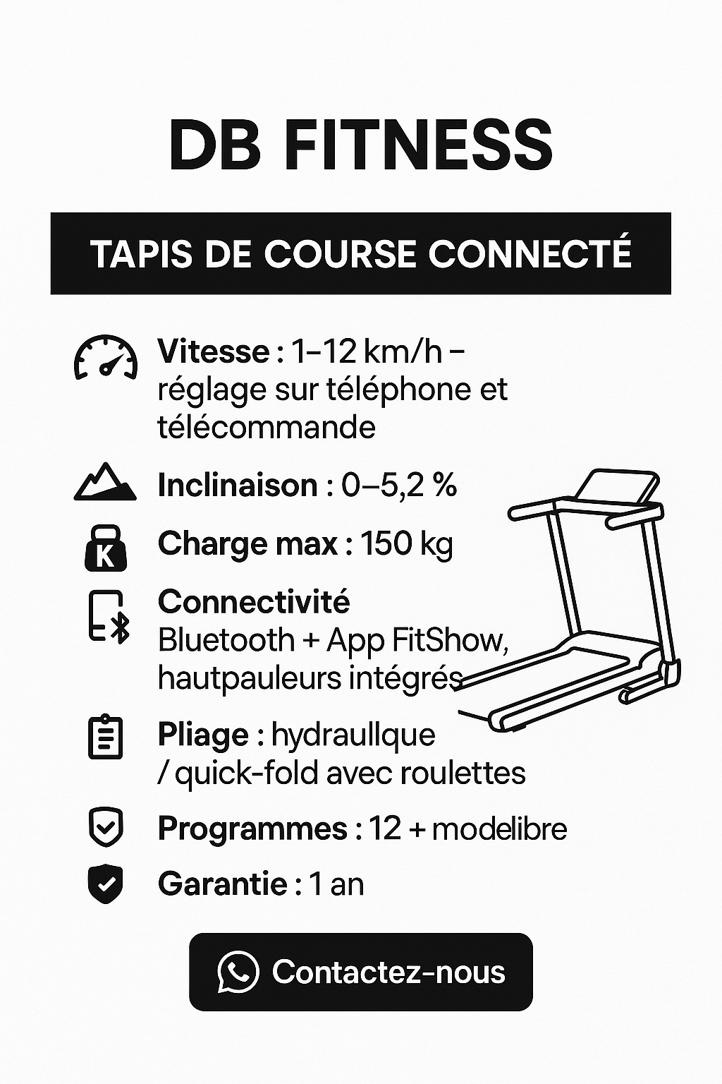 Tapis de course electrique connecté